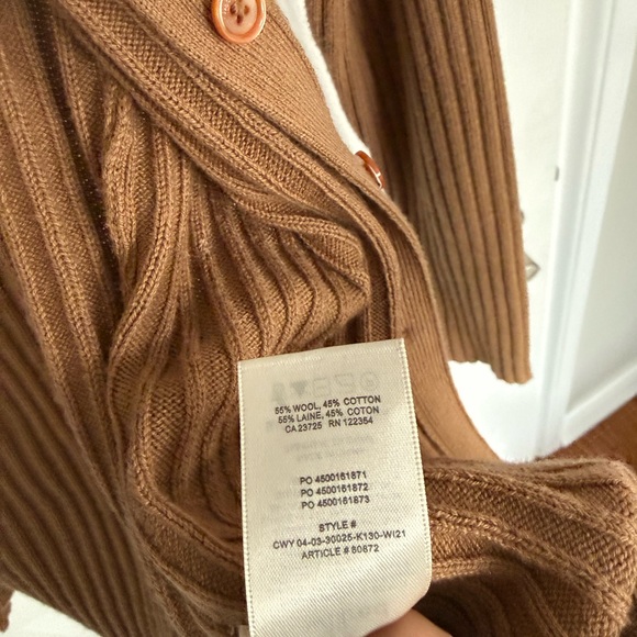 Ribbed Brown Cardigan Sweater - Picture 3 of 4